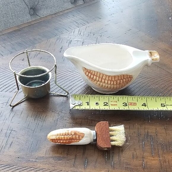 Ceramic Butter Melt Dish With Brush and Candle Warmer - Picture 1 of 6